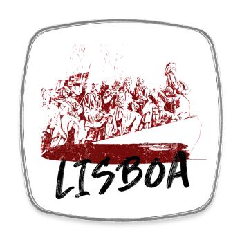 Monument Discoveries Lisbon red illustration - Square fridge magnet - white - Front