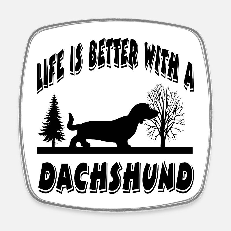 Dackel - Viereckiger Kühlschrankmagnet - Weiß