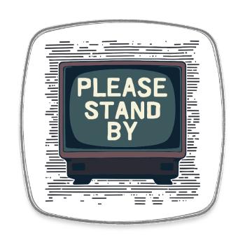 PLEASE STAND BY Bitte Warten – Retro-TV - Viereckiger Kühlschrankmagnet - Weiß - Vorne