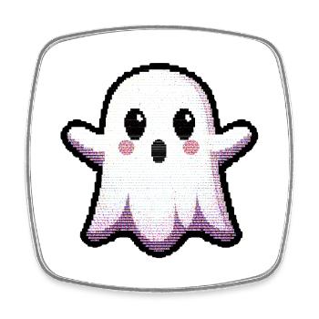 Glitch Pixel Geist sagt "Boo!" – Süß & Retro - Viereckiger Kühlschrankmagnet - Weiß - Vorne