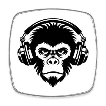 Heavy Metal Monkey Head Rock Power Shirt - Square fridge magnet - white - Front