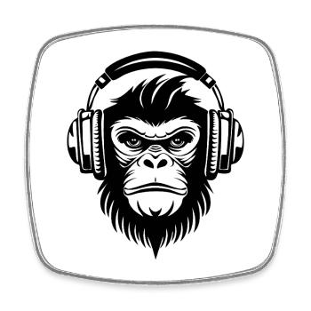 Rock Monkey Head Party Groove Edition Shirt - Square fridge magnet - white - Front