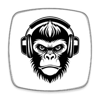Heavy Metal Monkey Head Rock Power Shirt - Square fridge magnet - white - Front