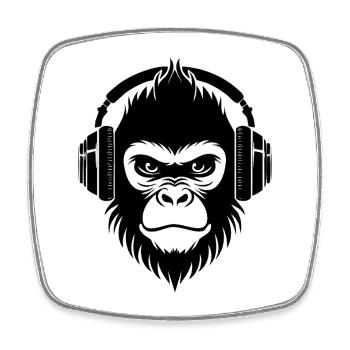 Metal Monkey Head Headbanger Night Shirt - Square fridge magnet - white - Front
