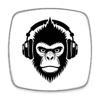 Analog Punk Monkey Head Tape Loop Shirt - Square fridge magnet - white - Front
