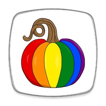 Rainbow Pumpkin PopArt - Square fridge magnet - white - Front