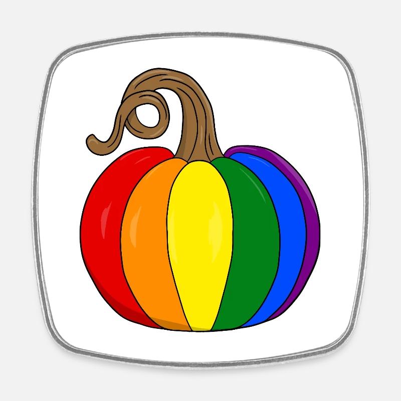 Rainbow Pumpkin PopArt - Square fridge magnet - white
