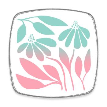 Marguerite en vert dégradé - Magnet carré - blanc - Devant