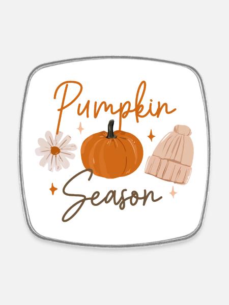 Pumpkin Season Cozy Autumn Print - Square fridge magnet - white