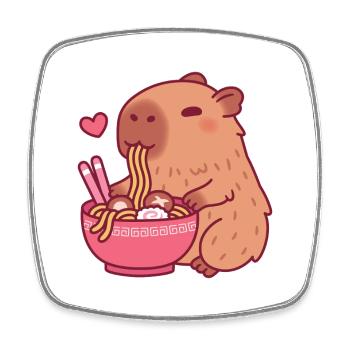 Süßes Capybara liebt es, Ramen-Nudeln zu essen - Viereckiger Kühlschrankmagnet - Weiß - Vorne