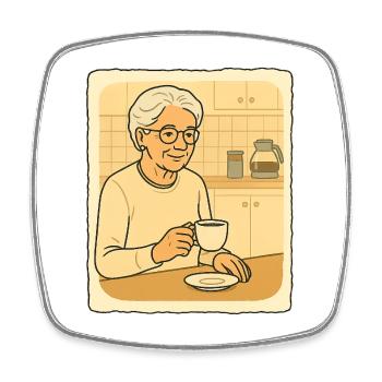 Grandma's Coffee Moment - Square fridge magnet - white - Front