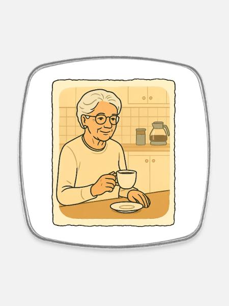 Le moment café de grand-mère - Magnet carré - blanc