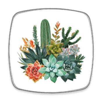 Succulentes et cactus Composition à l’aquarelle - Magnet carré - blanc - Devant