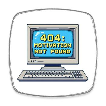 8-Bit Pixel Retro PC – 404 Motivation Not Found - Viereckiger Kühlschrankmagnet - Weiß - Vorne