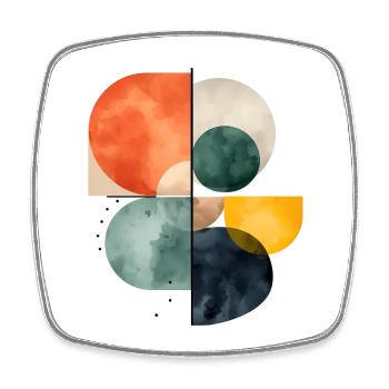 Abstrakte Kreise Aquarell Design Bunt Geometrie - Viereckiger Kühlschrankmagnet - Weiß - Vorne