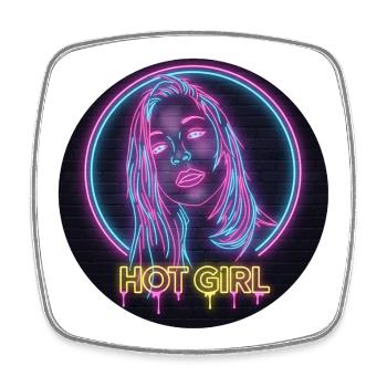 Neon Hot Girl - Viereckiger Kühlschrankmagnet - Weiß - Vorne