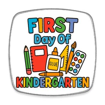 First Day at Kindergarten - Square fridge magnet - white - Front