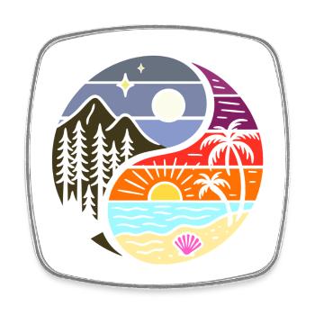 Yin Yang nature love - Square fridge magnet - white - Front