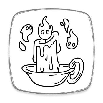 Candle sketch – warm light in a classic bowl - Square fridge magnet - white - Front