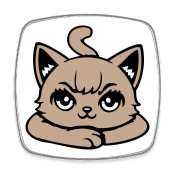 Cat, Grim, Angry, Eye, Crossed, Paws, Naughty - Square fridge magnet - white - Front
