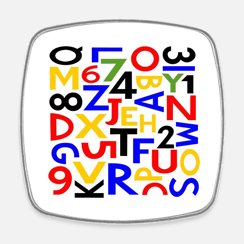 Numbers & letters by Cean - Square fridge magnet - white