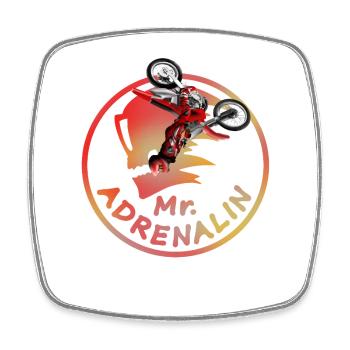 Mr Adrenalin Stunt Motocross - Square fridge magnet - white - Front
