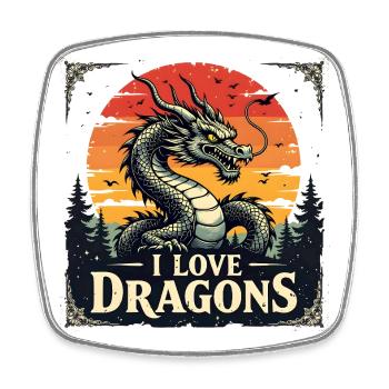I Love Dragon Sunset - Square fridge magnet - white - Front