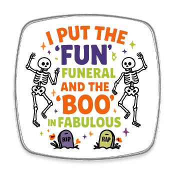 Halloween - Fun Skeletons - Square fridge magnet - white - Front