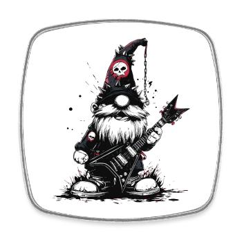 Garden gnome rocker plays guitar - Square fridge magnet - white - Front