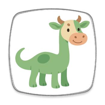 Dinosaur with cowhide head - Square fridge magnet - white - Front
