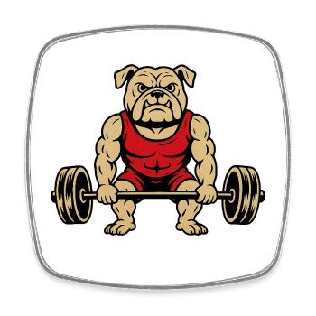 Bodybuilder Bulldogge - Viereckiger Kühlschrankmagnet - Weiß - Vorne