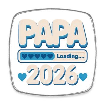 Papa 2026 Chargement | Cadeau bébé père fier - Magnet carré - blanc - Devant