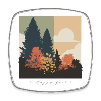 Herbstliche Waldsilhouette - Viereckiger Kühlschrankmagnet - Weiß - Vorne