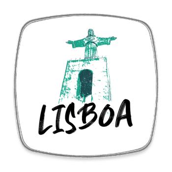 Christ the King in Lisbon blue illustration - Square fridge magnet - white - Front