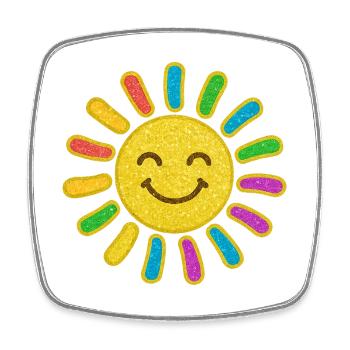 Baby Sonne | Glitzernder Sonnenschein Lächelsonne - Viereckiger Kühlschrankmagnet - Weiß - Vorne