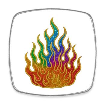 Rainbow Fire Glitter Flame - Square fridge magnet - white - Front