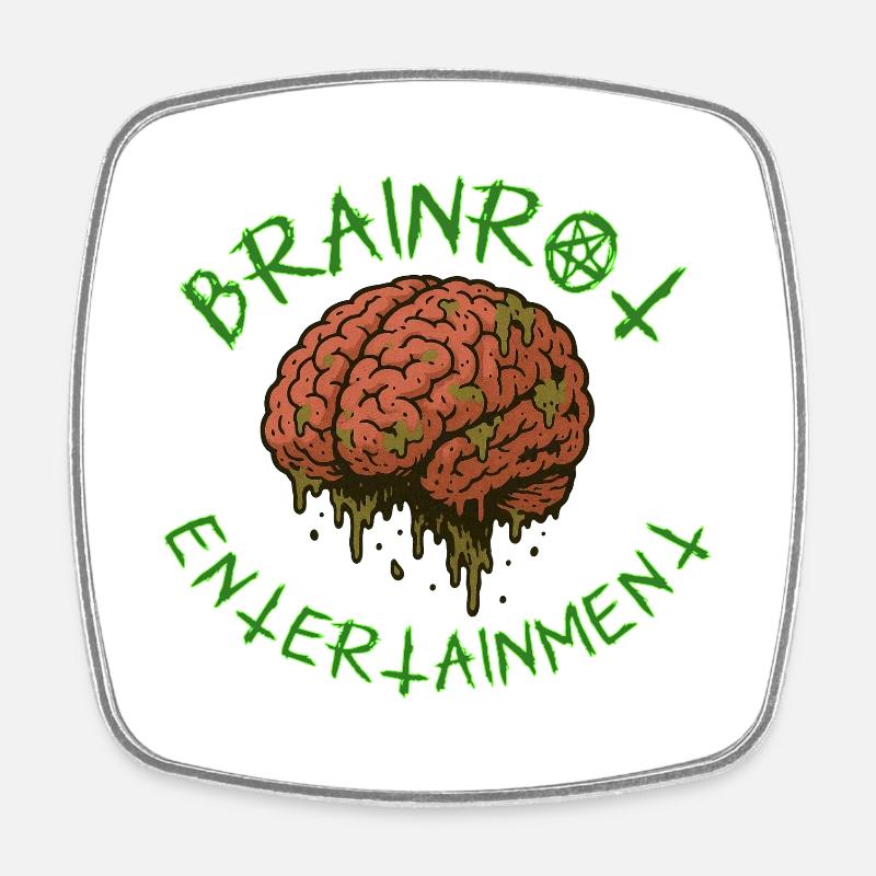 Brainrot Entertainment – Rotten Mind Design - Magnet carré - blanc