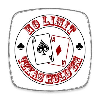 Cartes de poker No Limit – Texas Hold’em Design - Magnet carré - blanc - Devant