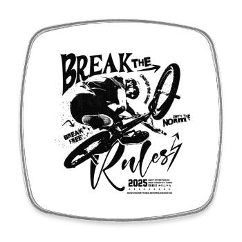 Break The Rules BMX Streetwear - Square fridge magnet - white - Front