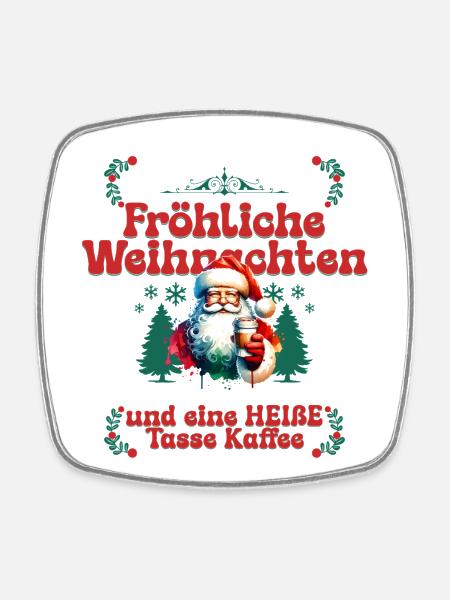 Christmas cup/glass - Square fridge magnet - white