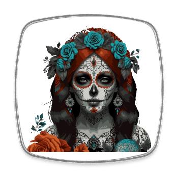Portrait de la reine du crâne de sucre - Magnet carré - blanc - Devant