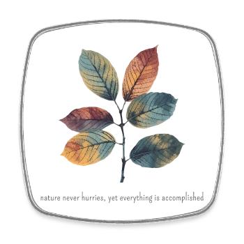 Natur Herbst Aquarell Blätter mit Wachstum Zitat - Viereckiger Kühlschrankmagnet - Weiß - Vorne
