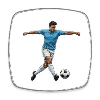 Soccer Player Blue Shirt Goal Shot Comic Sti - Square fridge magnet - white - Front