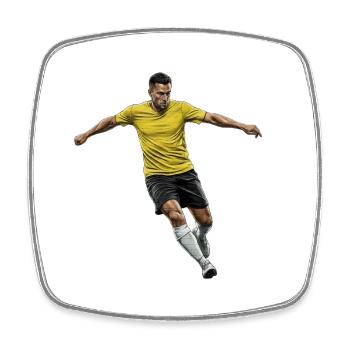 fussballspieler-gelb-trikot-action-comic-stil - Viereckiger Kühlschrankmagnet - Weiß - Vorne