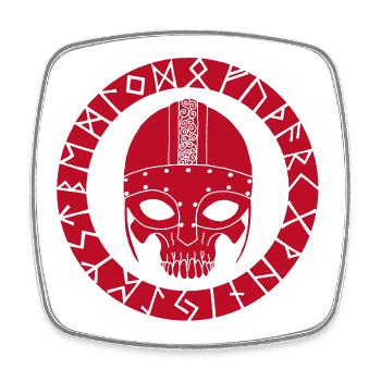 Red Skull and Viking Runes - Square fridge magnet - white - Front