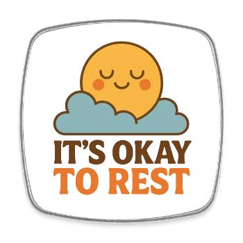 Is okay to rest; Okay Resting Sunny Cloud Motif - Square fridge magnet - white - Front