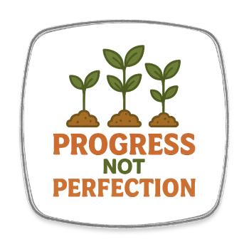Progress instead of perfection - Square fridge magnet - white - Front
