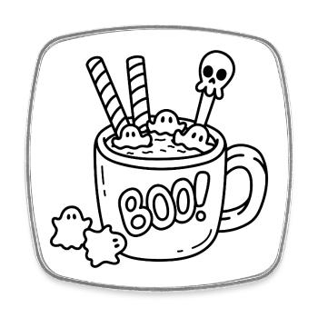 Mug Halloween Sketch – Ghosts, Waffles & Spoons - Square fridge magnet - white - Front