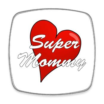 SUPER MOMMY - Square fridge magnet - white - Front