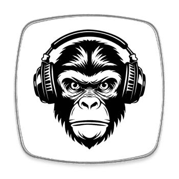 Affenkopf Streetwear DJ Grooves Urbaner Shirt - Viereckiger Kühlschrankmagnet - Weiß - Vorne